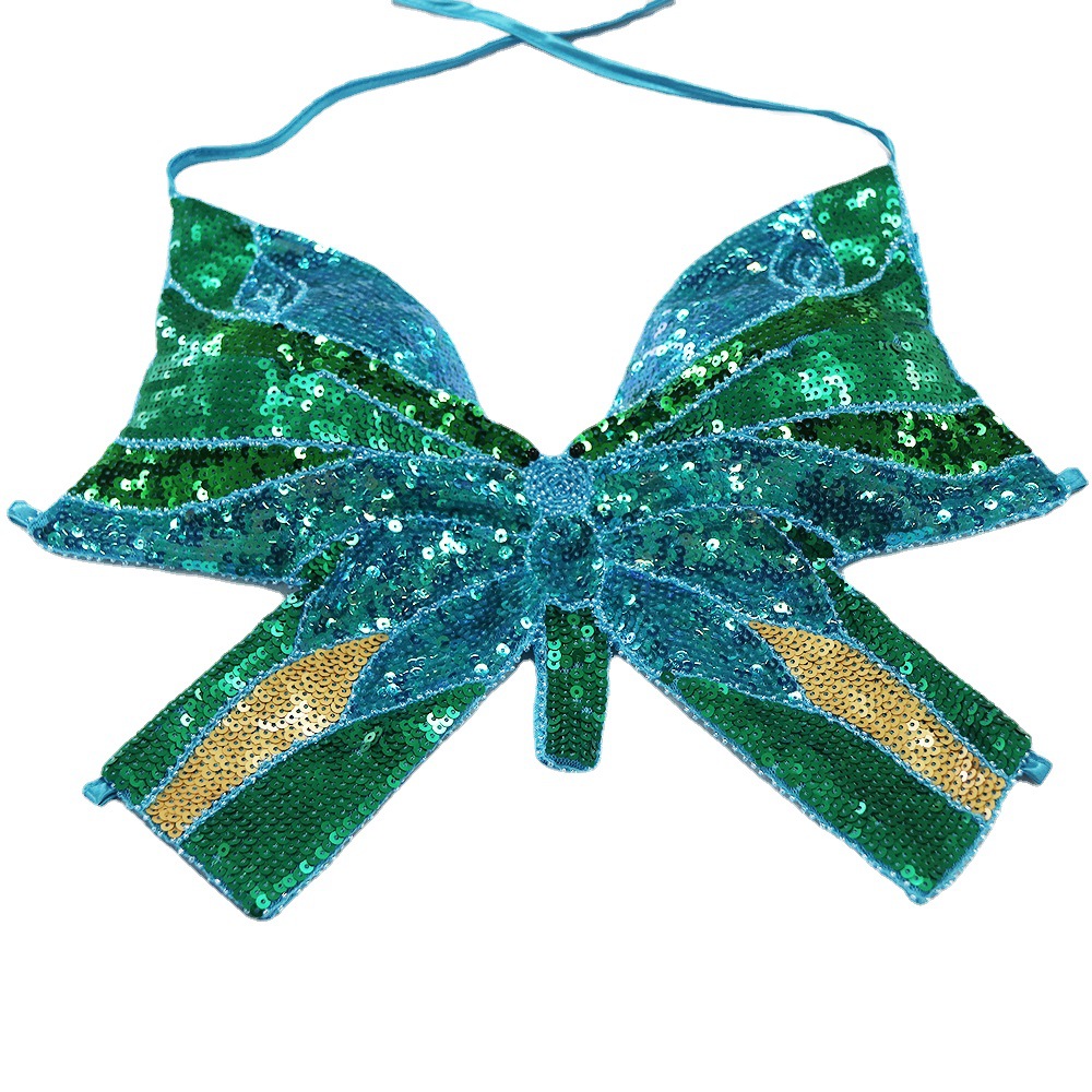 Picture of European and American Sling Sequins Dance Clothes Belly Dance Sequins Butterfly Bra Performance Clothes Festival Performance Clothes Strap Top