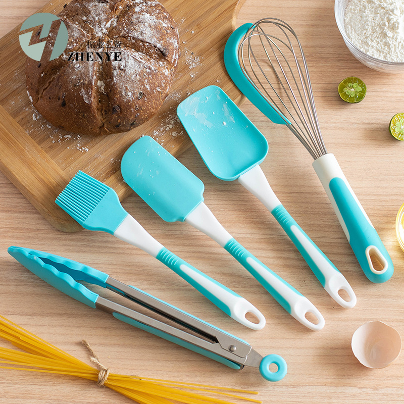 Cross-border kitchen silicone baking tools five-piece oil brush scraper egg beater kitchen utensils 5 pieces suit