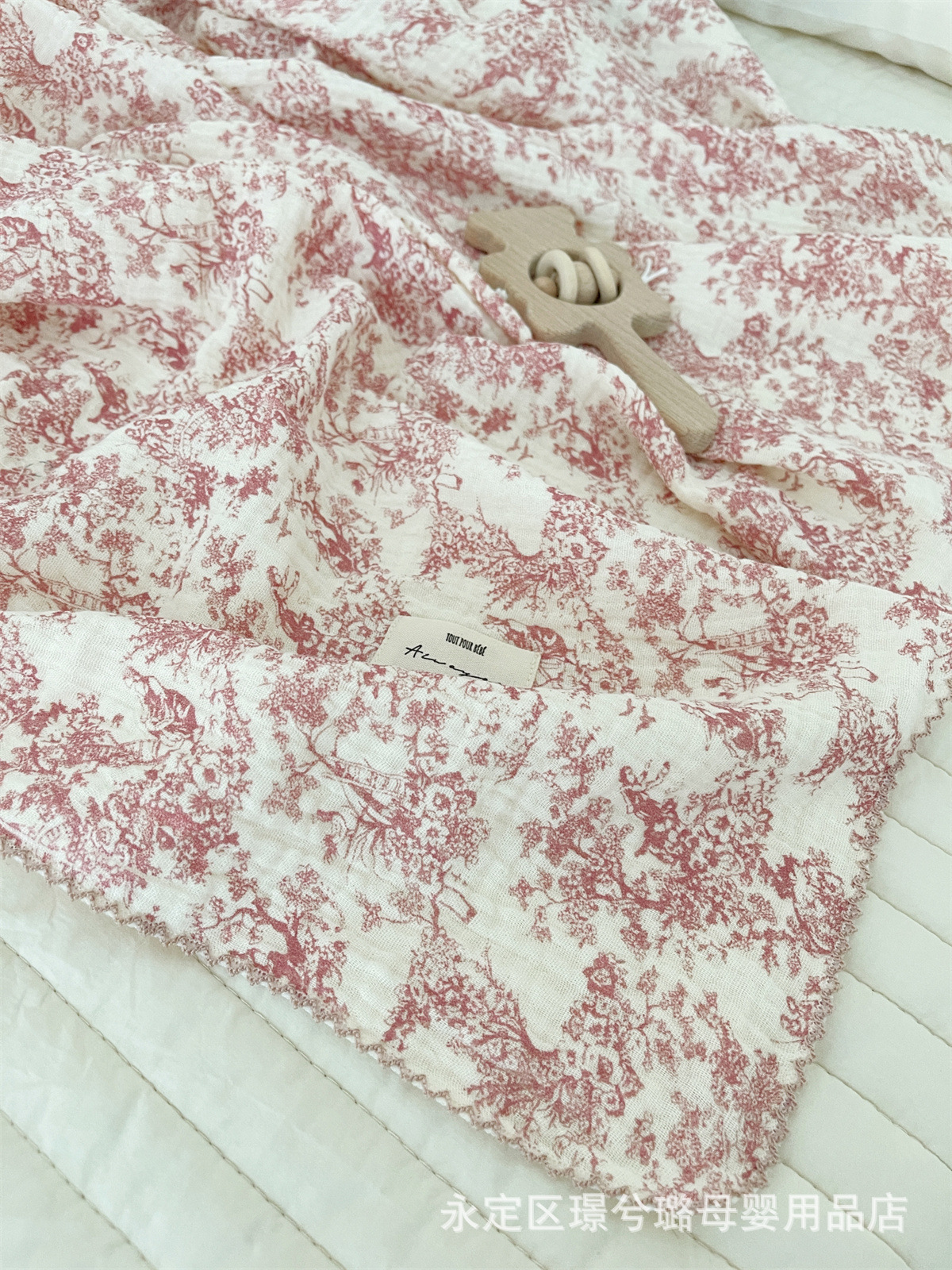 Picture of ins floral Korean style double-layer cotton yarn cotton baby blanket quilt towel bath towel soft glutinous cotton blanket