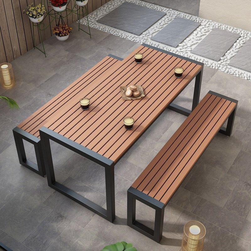 [4879 people's collection] wrought iron sunscreen outdoor tables and chairs night market outdoor simple retro plastic wood dining tables and chairs balcony