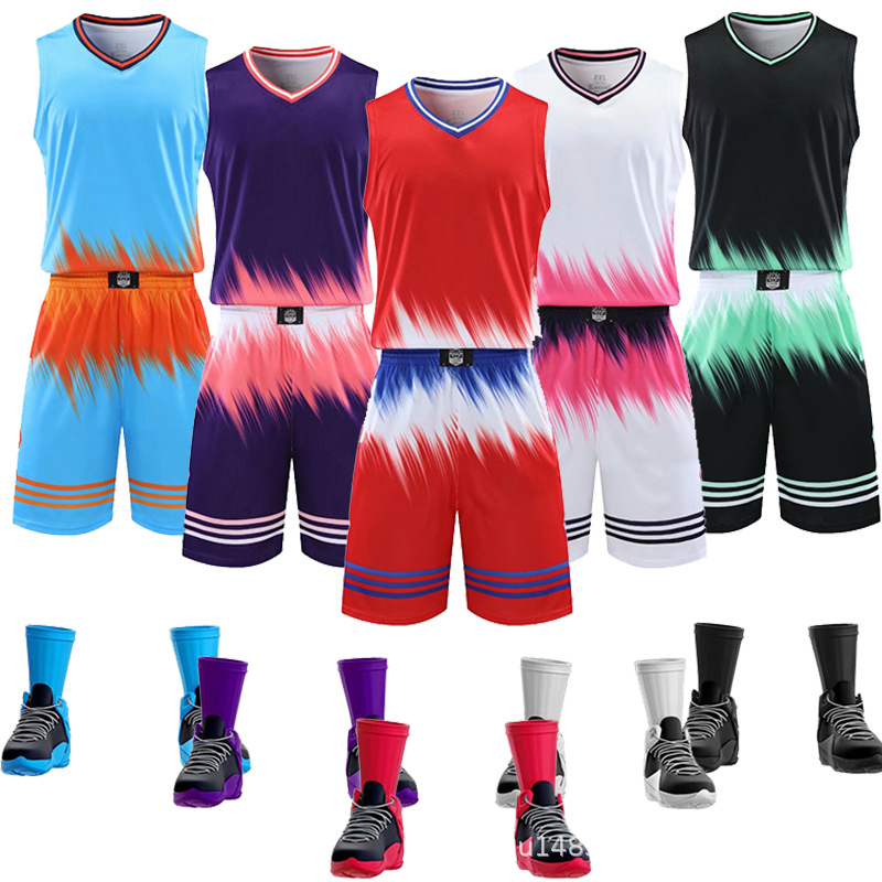 Children's Adult Camouflage Basketball Suit Spring and Summer Training Competition Team Uniform Outdoor Sports Breathable Jersey Printable