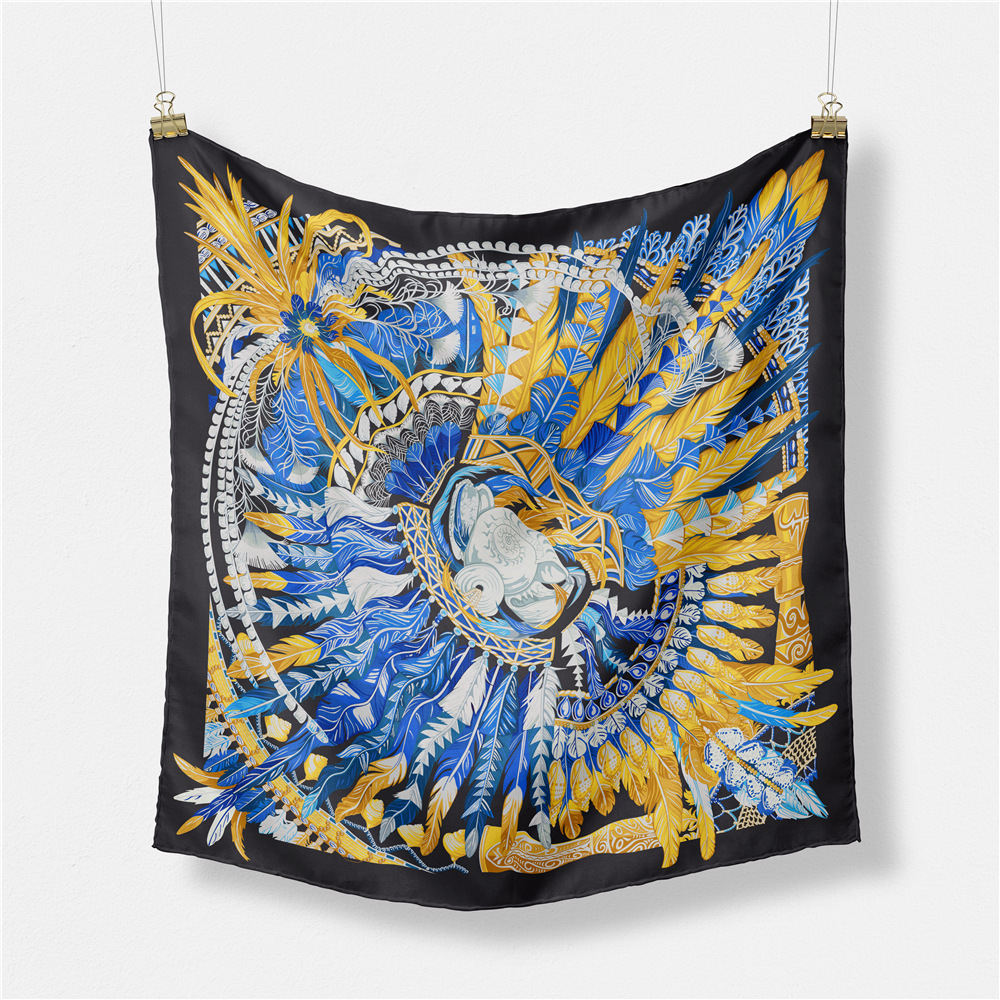Picture of New 53cm Fashion Small Square Scarf Taiwan Version Printed Twill Satin Machine Fine Rolled Edge Women's Scarf Headscarf Wholesale