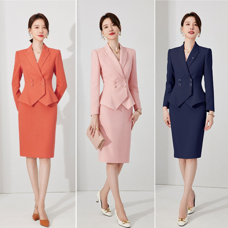 Picture of Spring and Autumn Fashion Double-breasted High-end Sense Business Dress Women's Dress Set Sales Department Beauty Salon Jewelry Store Work Clothes OL