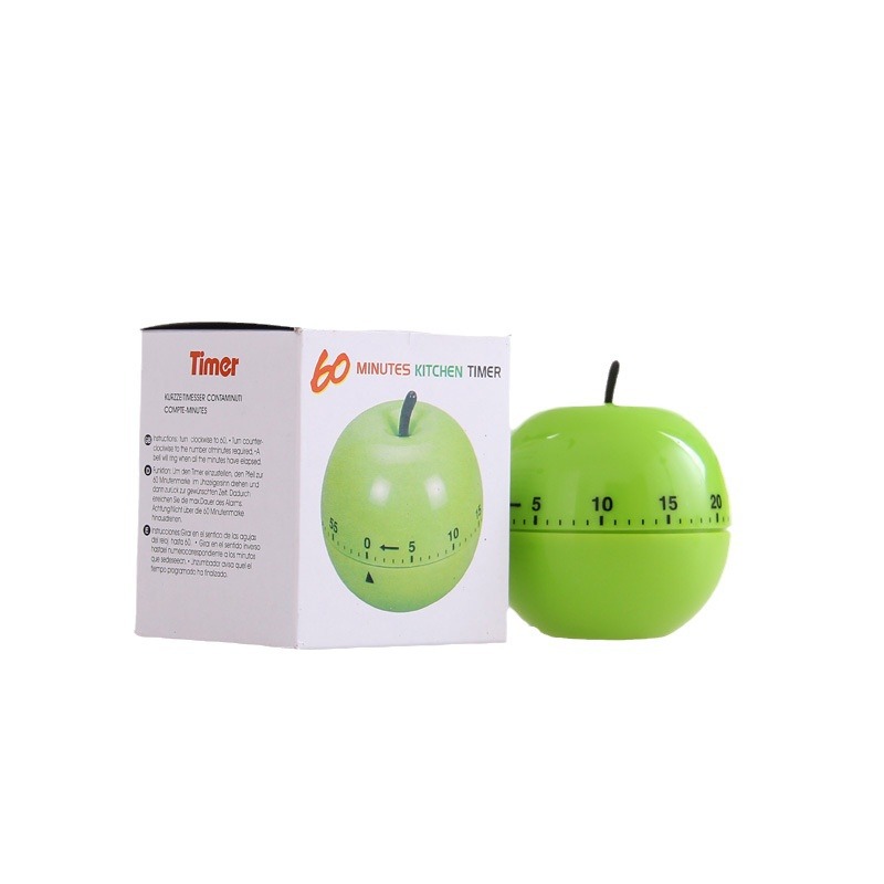 60 minutes kitchen mechanical timer green apple modeling rotating countdown timer students learn to do the problem time
