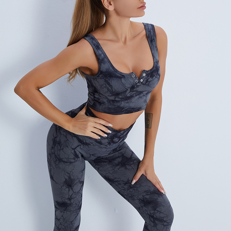 Carefully Selected Tie-Dye Yoga Clothes for Women, Beautiful Back Yoga Vests, Running Waist Trousers, Sports Bras, Fitness Clothes Suits, Summer