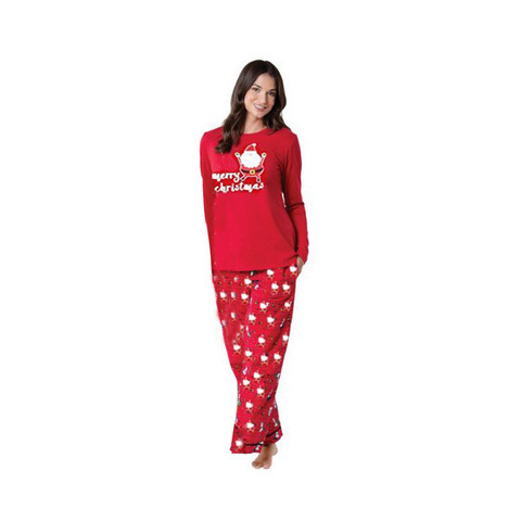 Picture of European and American Christmas Red Parent-Child Printed Christmas Home Clothes Pajamas Two-Piece Set