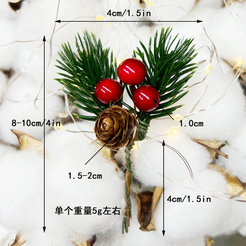 Picture of Christmas decoration simulation Christmas tree red pine cone pendant DIY packaging gift box decoration accessories Christmas pine needles