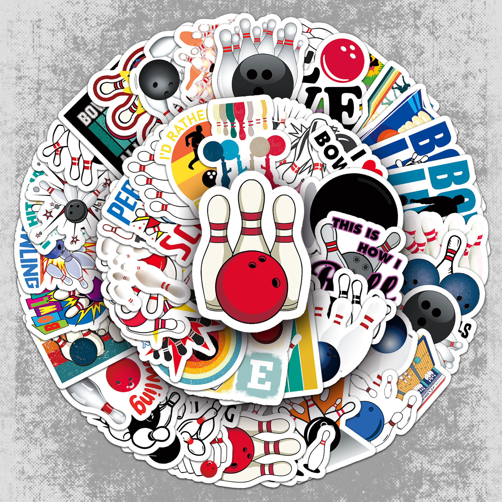 50 Bowling Graffiti Stickers Personality Cross Border Cartoon Sports DIY Skateboard Luggage Stickers Waterproof