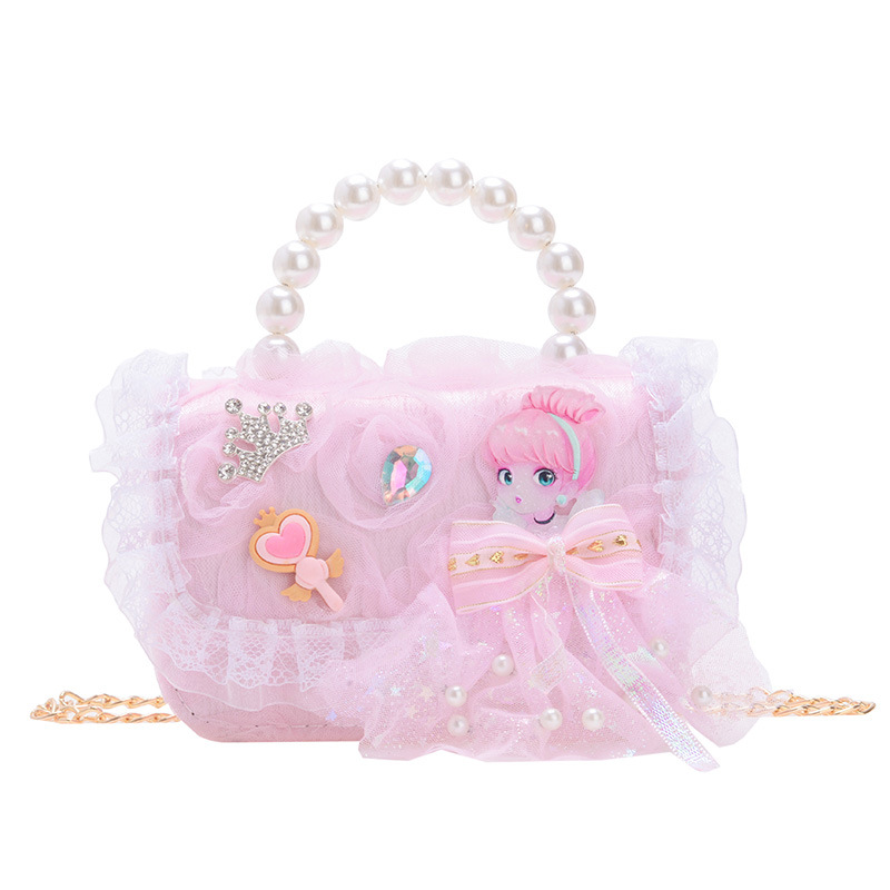 Picture of Korean Style Princess Handbag Fashion Bow Children Shoulder Bag Stylish Cute Girl Small Square Bag