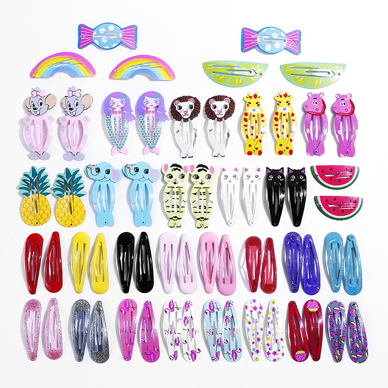 Children's BB clip animal hairpin combination suit cross-border supply Korean color hair accessories printed headdress bangs clip female