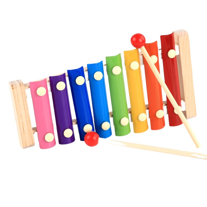 Children's wooden eight-tone accordion early education educational exercise hand-eye coordination small xylophone tapping instrument toys wholesale