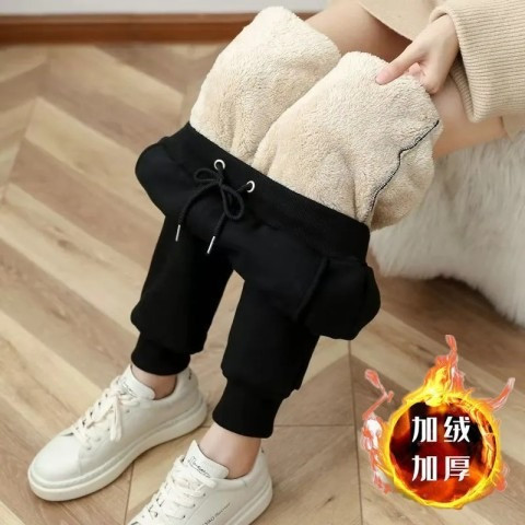 New fashion women's clothing autumn and winter fleece-lined thickened casual pants women's trendy all-match sweatpants women's ankle-tied harem pants
