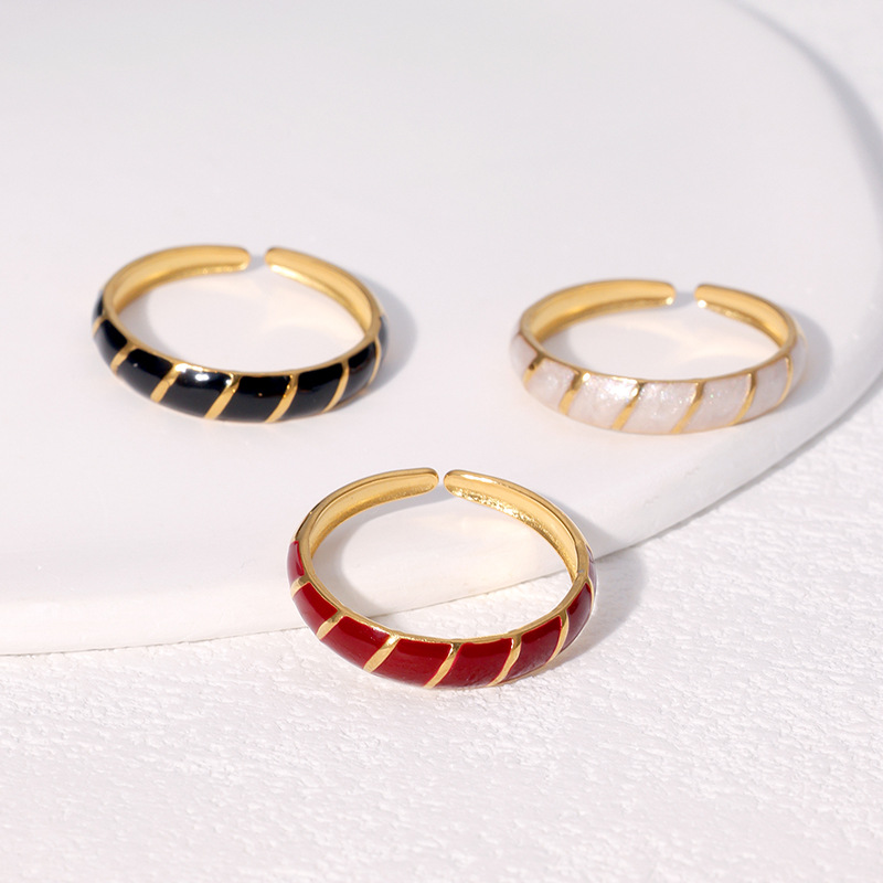 European and American Retro Temperament Opening Can't Quit Color Niche Advanced Sense Adjustable French Middle Stainless Steel Ring for Women
