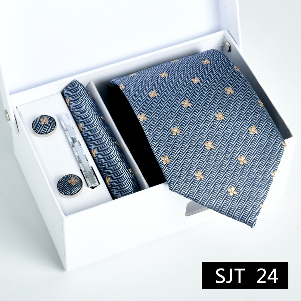 Picture of Tie formal business executive 5-piece gift box wedding = = groom wedding festive wine red in stock new