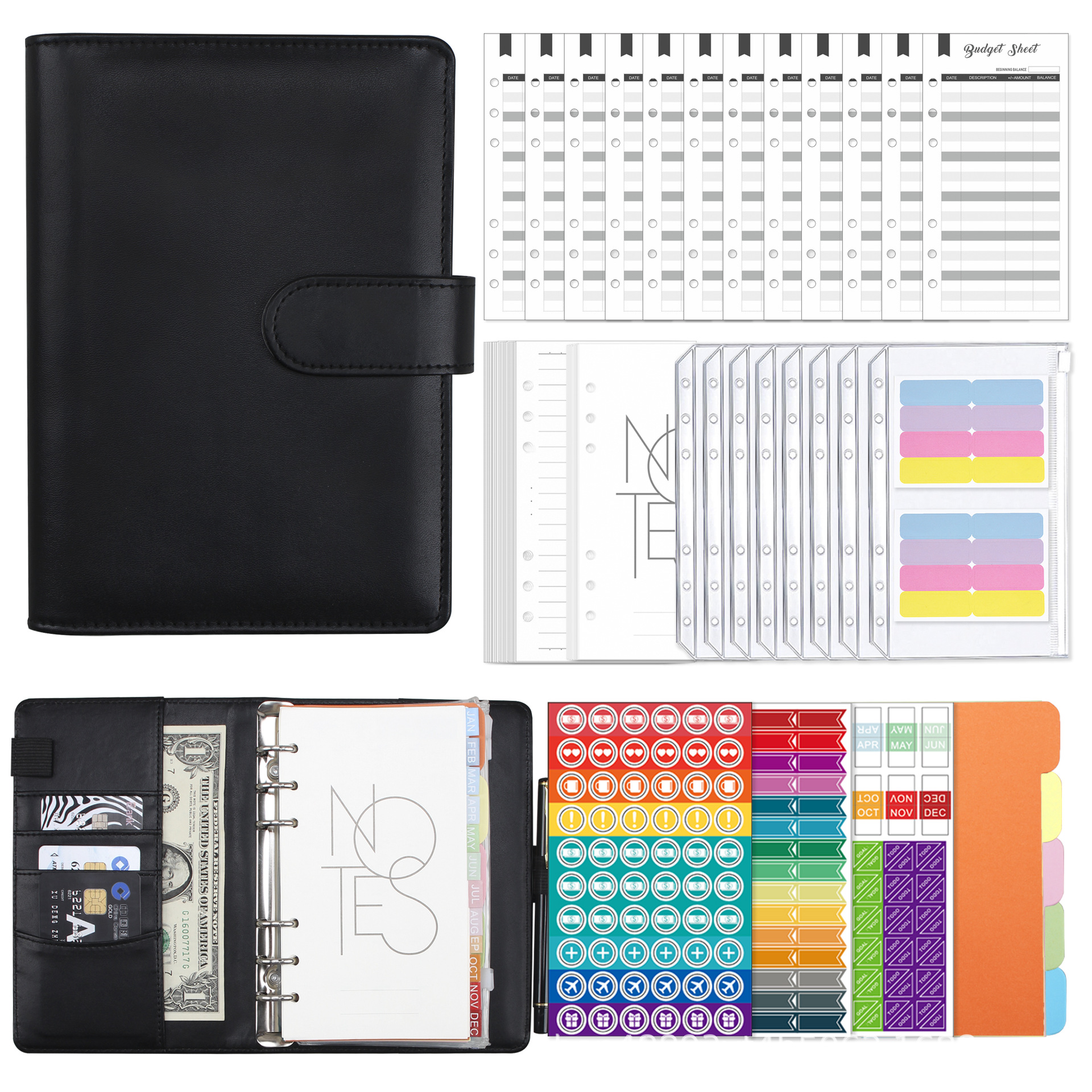 Picture of Macaron A6 Binder Accounting Notebook Planner Cash Budget Planner Japanese and Korean Cute Style
