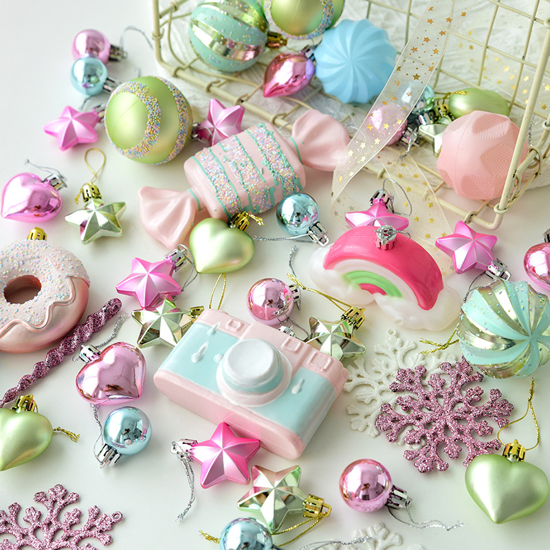 Cross Border Christmas Decorations Macaron Color Series Christmas Ball Special-shaped Ball Hanging Ball Christmas Tree Decorative Ball Pendant