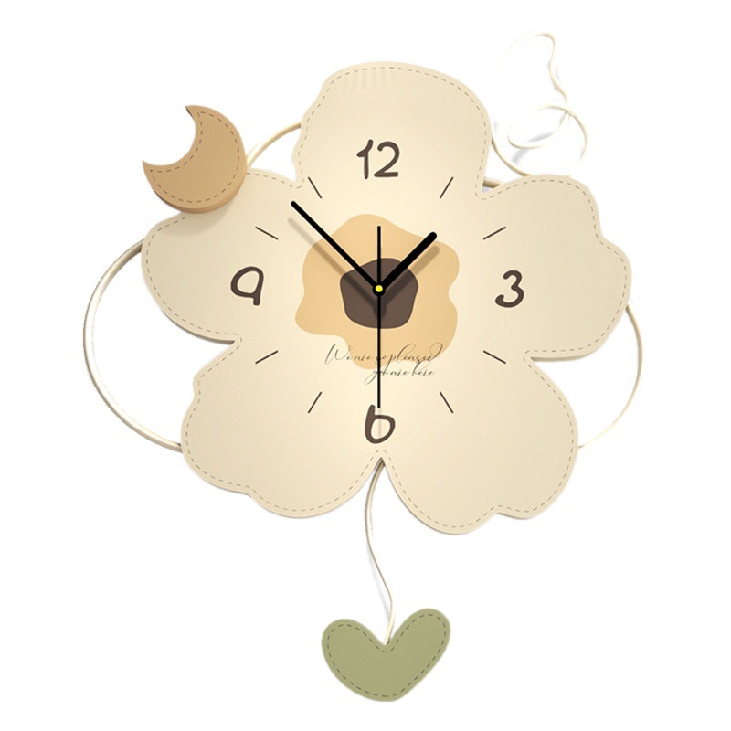 Cream style flower wall clock for living room high-end fashion creative simple clock home restaurant decoration clock wall