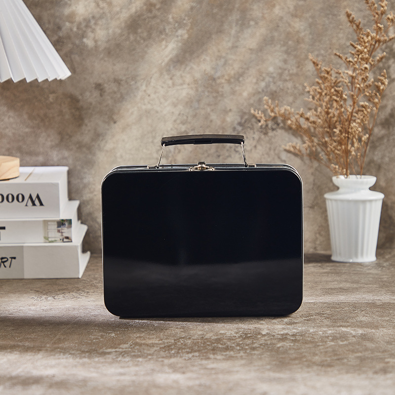 Picture of Tinplate Lunch Box Suitcase Metal Latch Jar New Year's Gift Hand-Held Gift Storage Cosmetics Gift Box