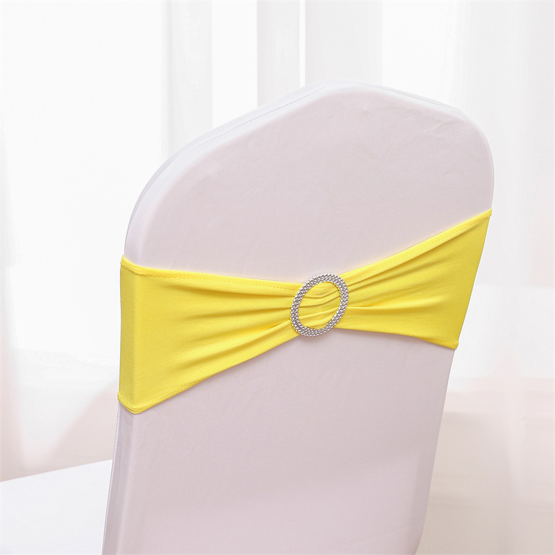 Picture of Backrest Flower Stretch Chair Cover Bow Banquet Decoration Free Wedding Ribbon Wedding Hotel Ribbon Stool Strap
