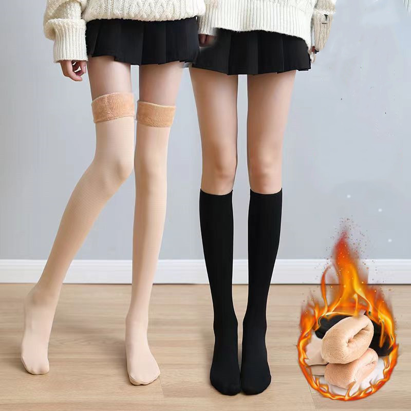 Long tube snow socks winter warm stockings fleece-lined thick snow socks knee-high stockings ladies pressure snow socks