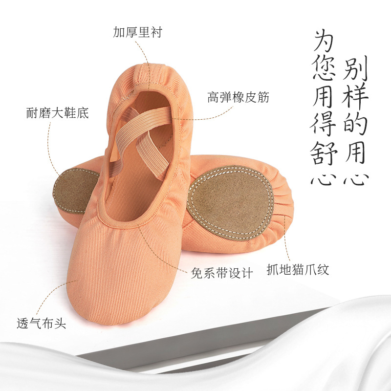 Picture of Dance Shoes Practice Shoes Body Ballet Cat Claw Shoes Children's Lace-up Free Full Stretch Cloth Canvas Soft-soled Shoes