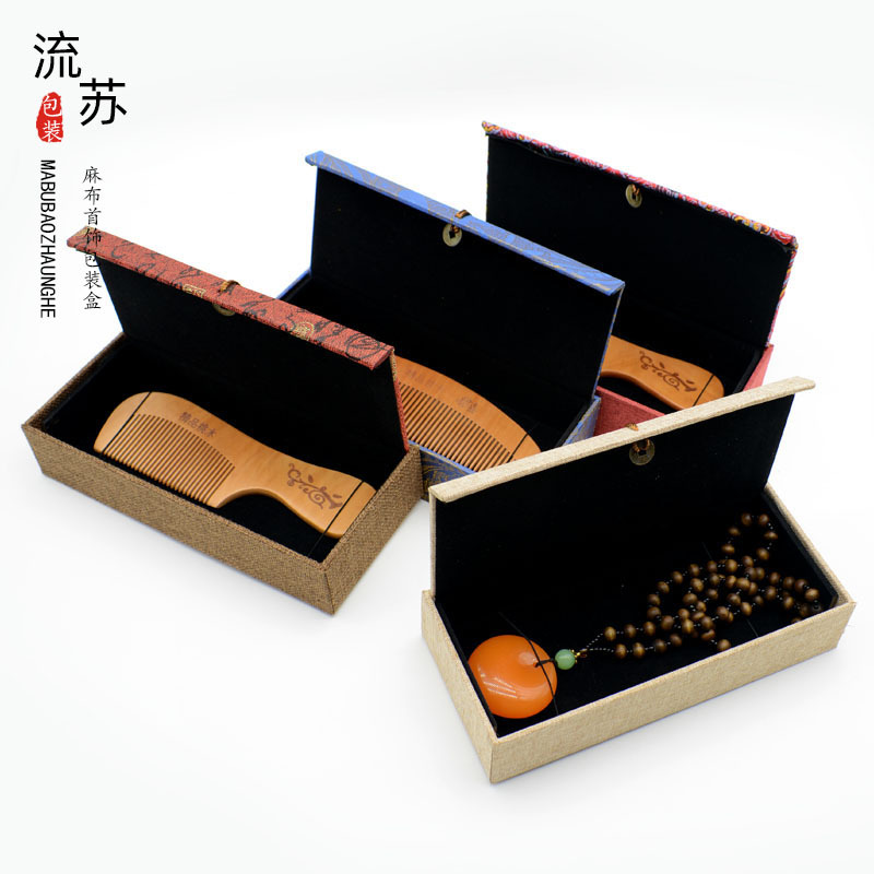 Linen Tassel Comb Gift Box Sandalwood Comb Packaging Box Wooden Comb Gift Box Jewelry Jewelry Comb Jewelry Storage Box