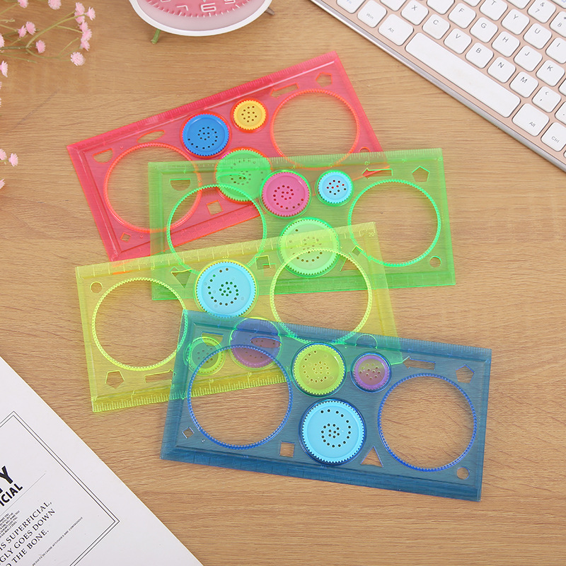 Children's cartoon kaleidoscope multifunctional student drawing circle geometric template ruler creative drawing ruler wholesale