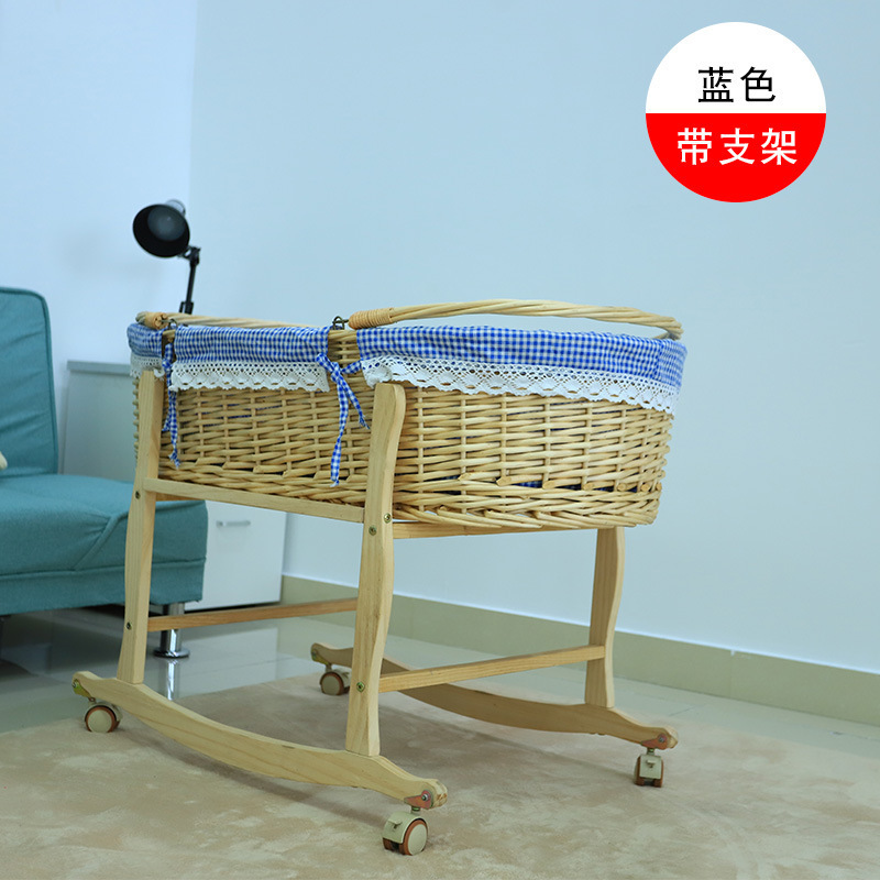 Picture of Rattan baby bassinet bed car comfort sleeping basket baby bed newborn portable carrycot solid wood cradle cradle nest