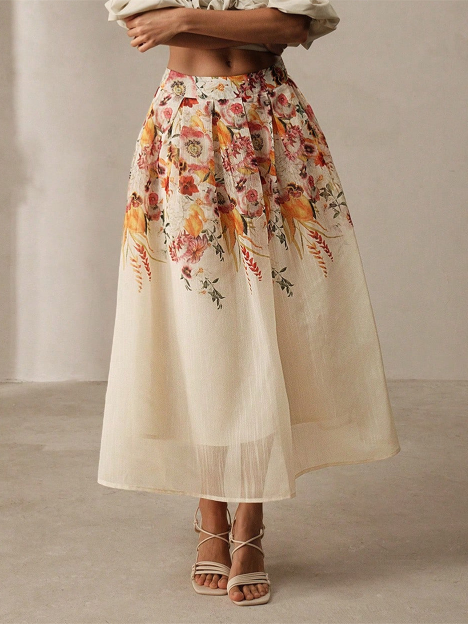Cross-Border European and American Middle Eastern Muslim Women's Spring and Summer Gorgeous and Elegant Bamboo Digital Printing Ready-Made Skirt