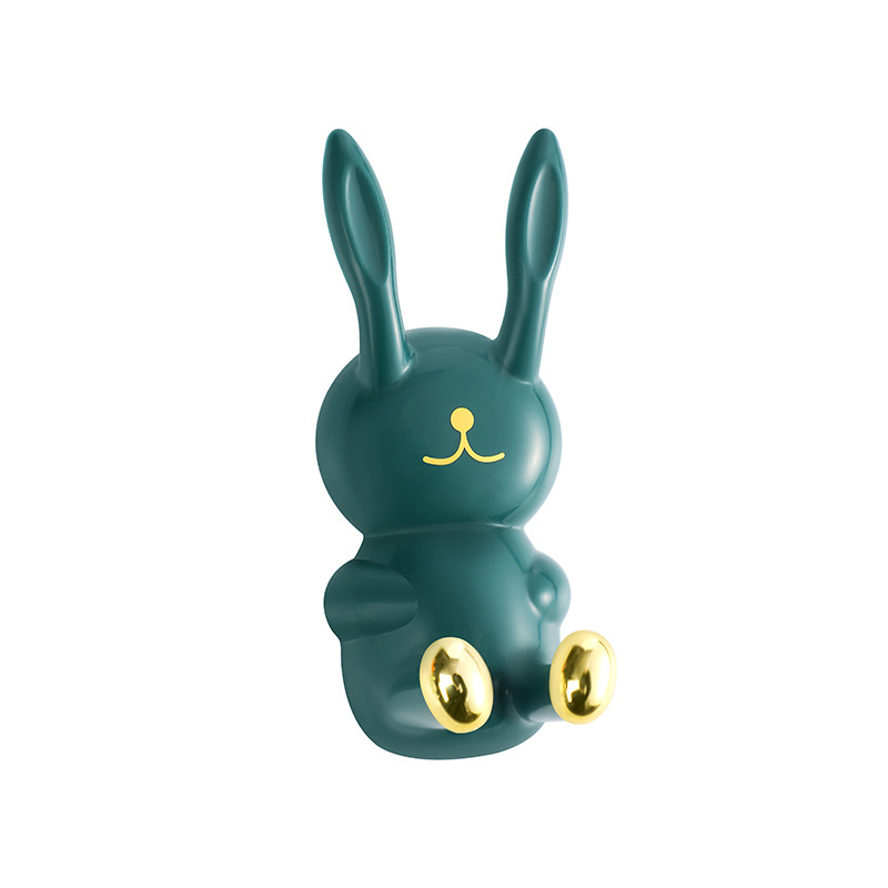 Picture of Cute rabbit punch-free hook seamless wall hanging storage wash cup toothbrush rack bathroom multi-functional sticky hook