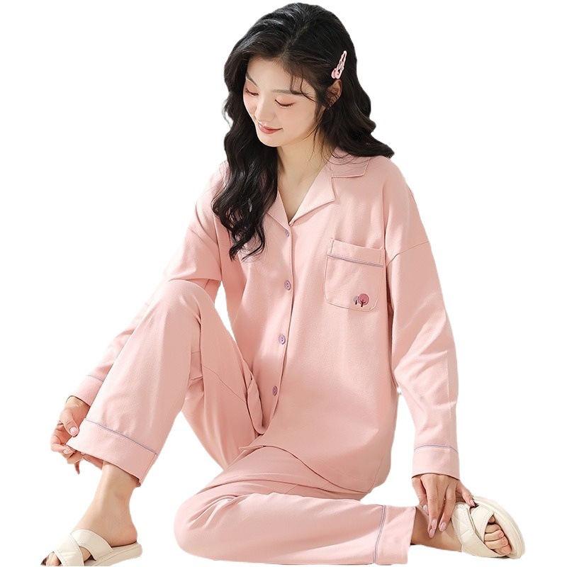 Cotton Pajamas Women's Spring and Autumn Long Sleeve Trousers 2024 New Simple Loose Outwear suit