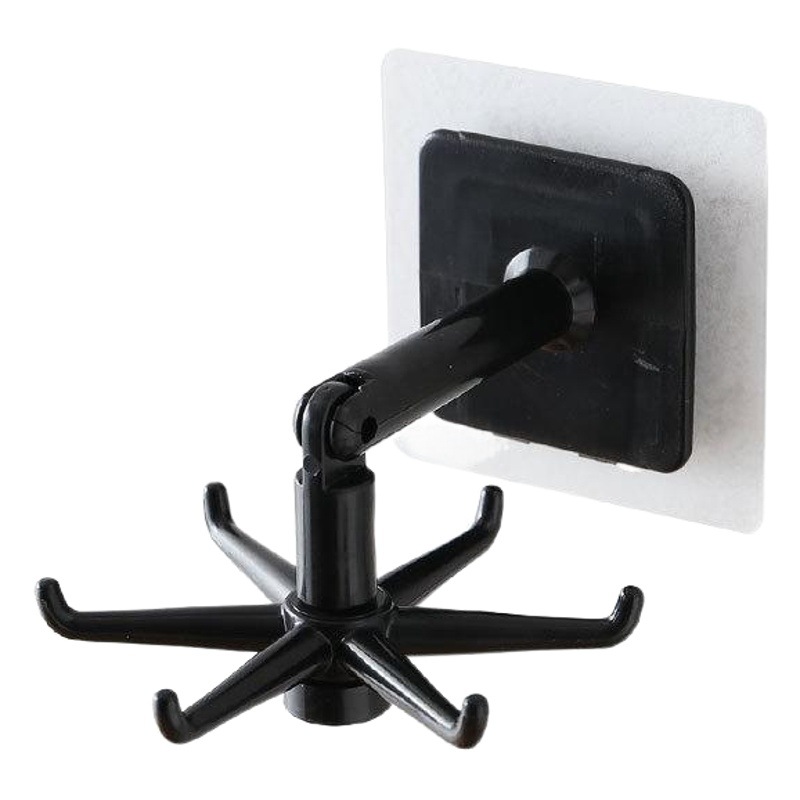 284 Multifunctional Sticky Hook Rotatable Kitchenware Storage Rack Bathroom Kitchen Punch-Free Spatula Spoon 6-Claw Hook
