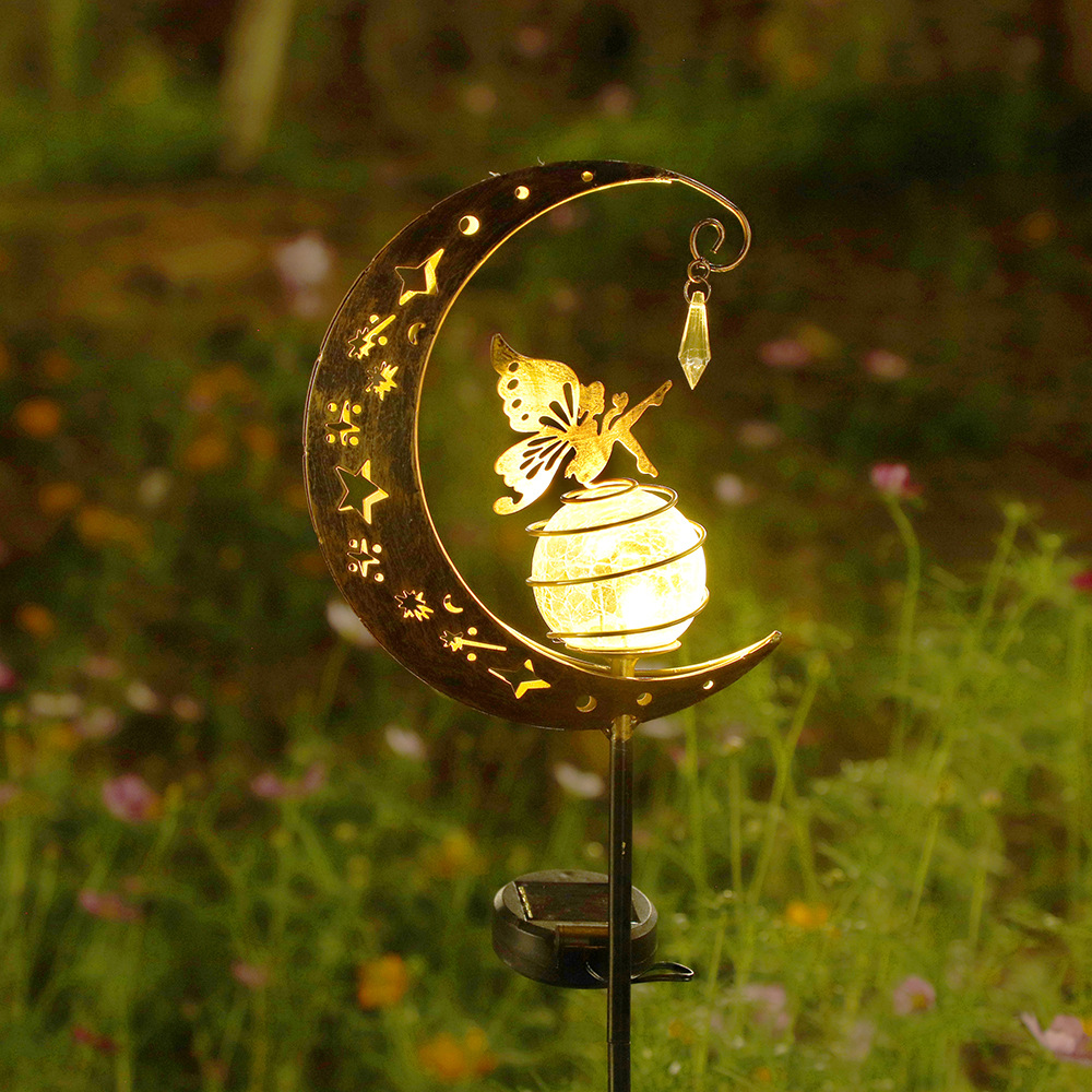 Cross-border explosions solar moon fairy lamp crack glass floor lawn lamp garden outdoor courtyard decorative lamp