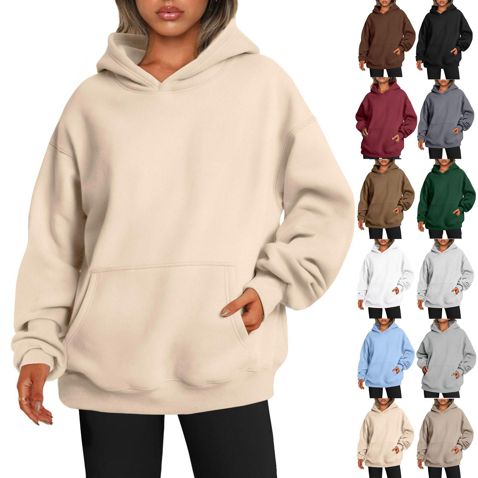 Amazon European and American Oversized Shoulder Sleeve Hooded Wear Trade Independent Station Women's Autumn Thick Hooded Wear