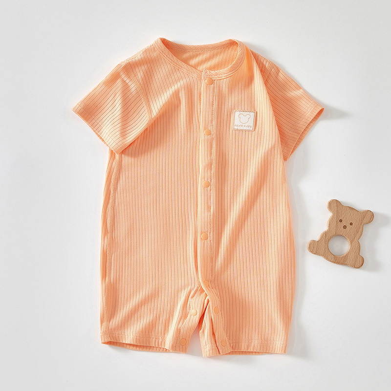 Picture of Baby Clothes Summer Thin Modal Boneless Single-breasted Short-sleeved Men's and Women's Baby Climbing Clothes Infant Jumpsuit