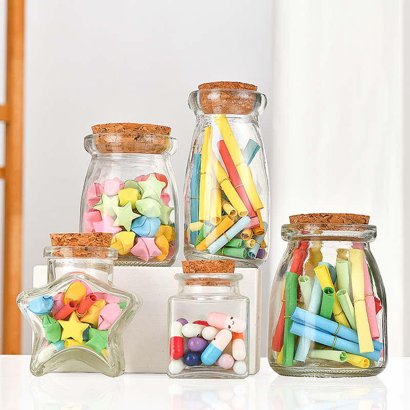Transparent 100ml Cork Pudding Bottle Gift Flower Tea Jar Glass Yogurt Milk Pudding Bottle Wish Bottle