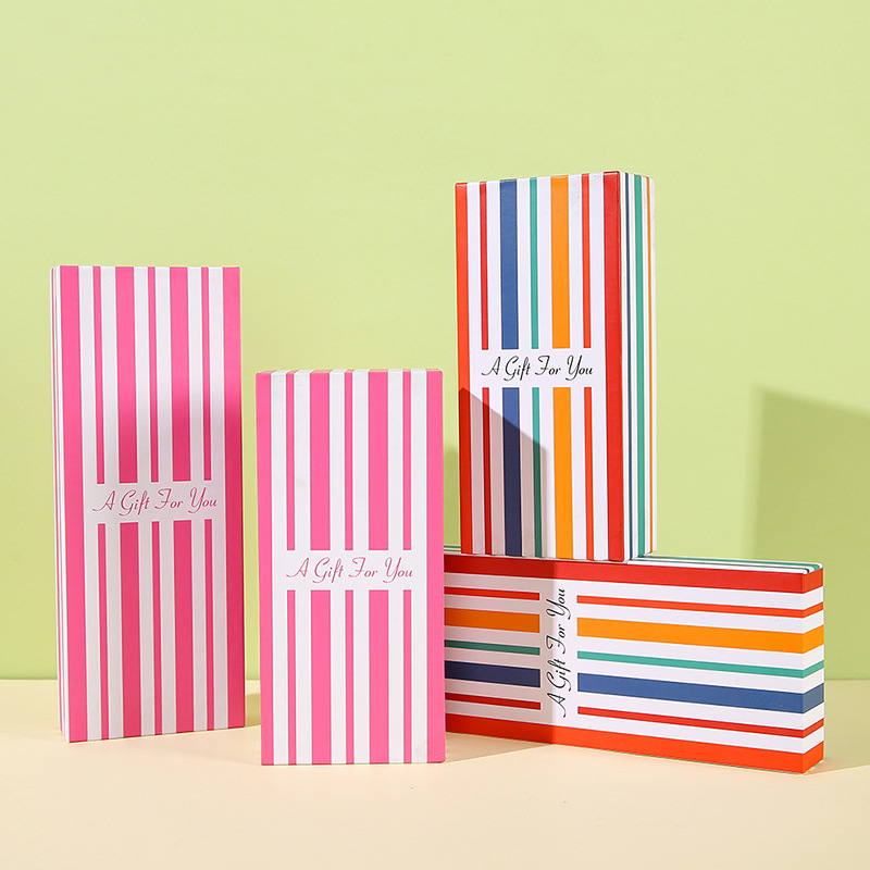 Cross border striped rainbow color socks packaging box 5 pairs 7 pairs of socks heaven and earth cover packaging box hard box empty box in stock