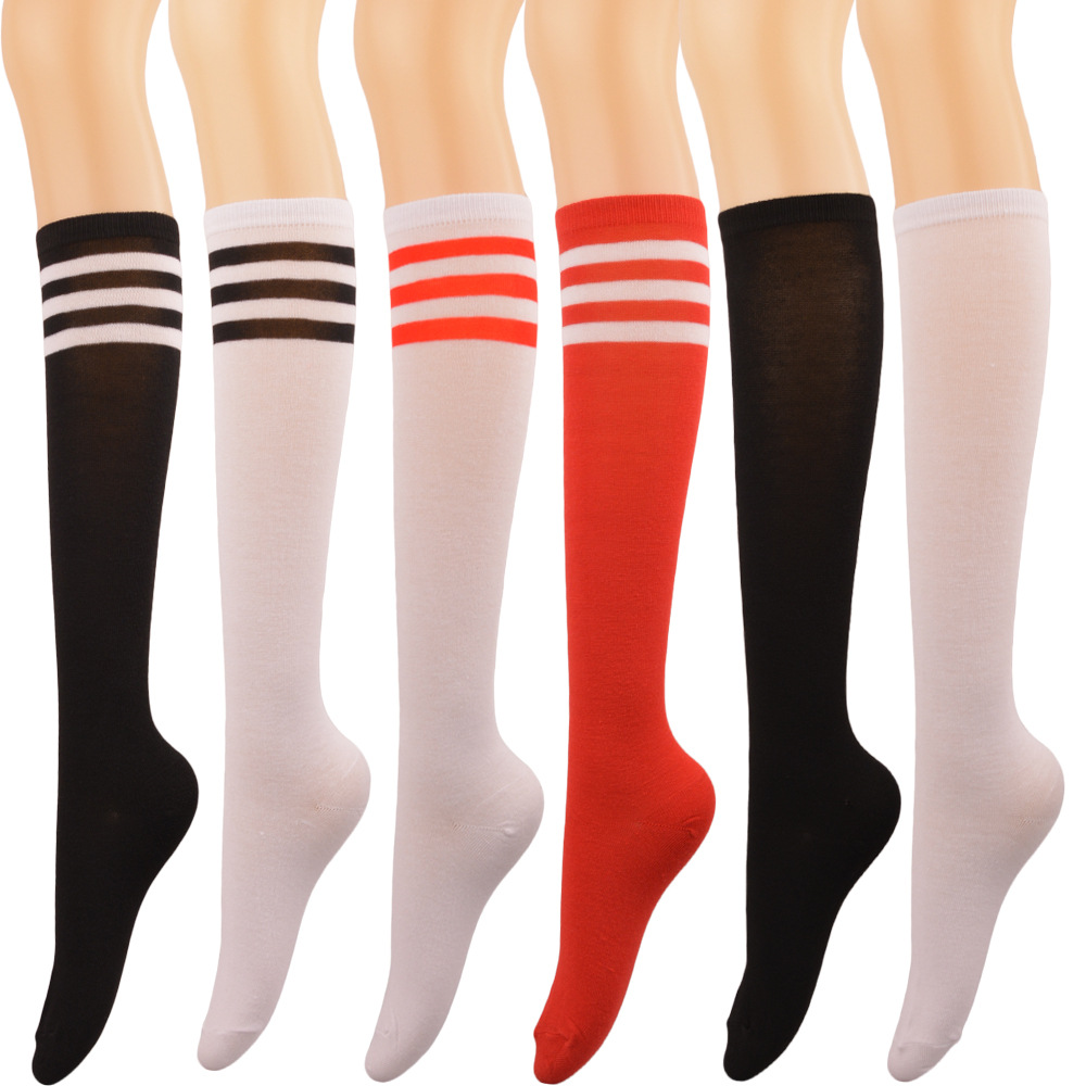 Jie Wu three bar dance ladies black tube socks and knee socks striped manufacturers wholesale