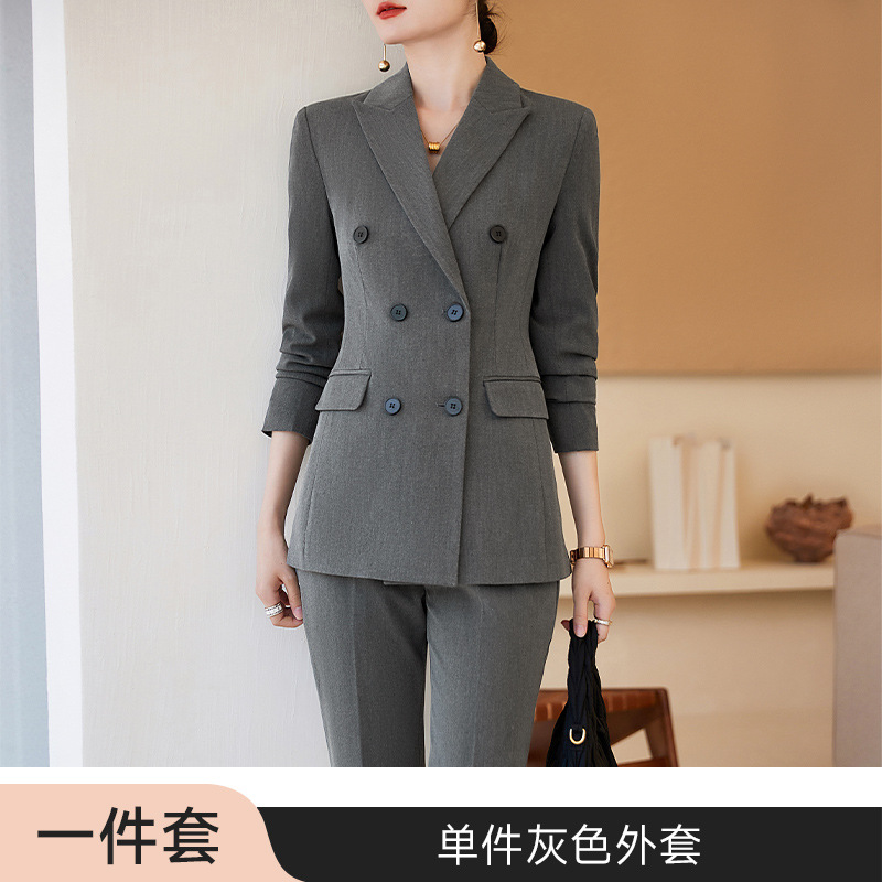 Picture of navy blue Suit Jacket Women's Autumn and Winter 2023 New Temperament Double-breasted Professional suit Work Clothes Dress Suit