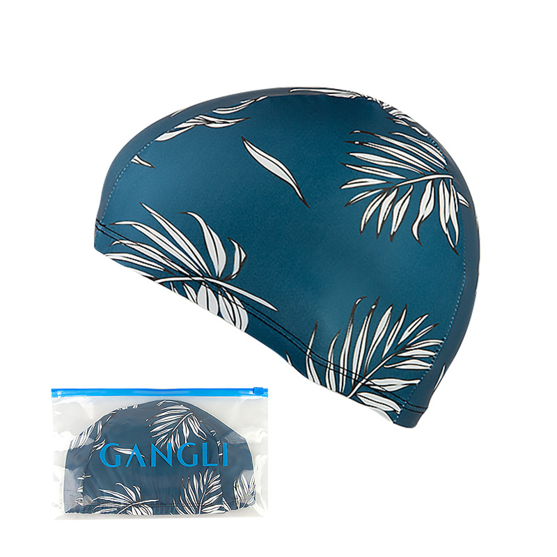 Picture of Swimming cap adult cloth cap swimming cap polyester nylon four needle six thread unisex large swimming belt paper card wholesale
