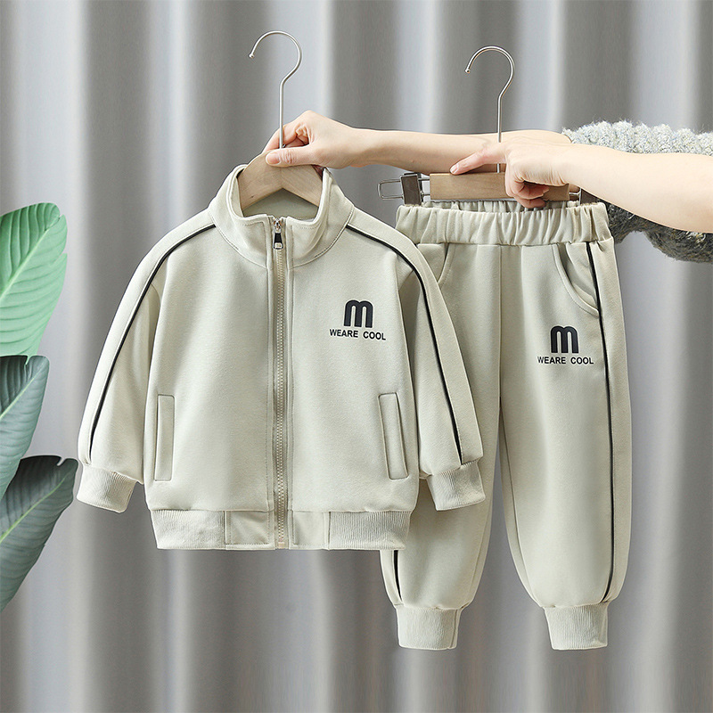 Children's Wear Boys Casual suit 2024 Spring and Autumn New Baby Spring Zipper Shirt Boys Casual Two-piece Set