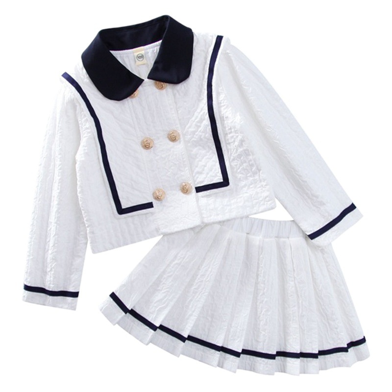 Girls Suit Spring and Autumn 2025 New Style Small Fragrance Style Doll Collar Jacket Skirt Children Girls Two-Piece Set