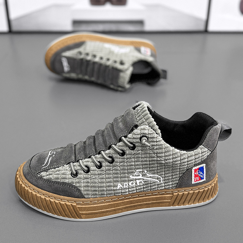 Canvas Men's Shoes Spring All-match Corduroy Casual Sneakers Men's Slip-on Shoes Men's Soft-soled Sports Trendy Shoes for Men