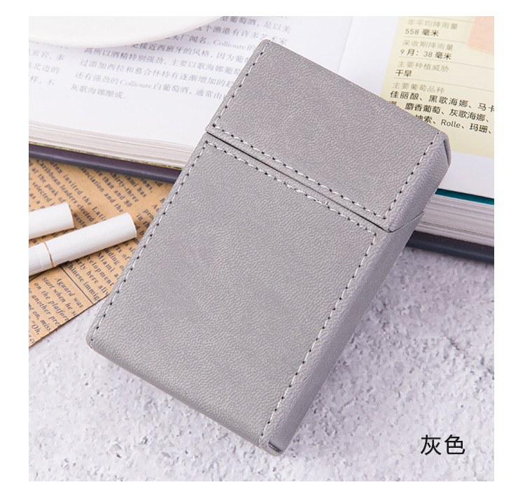 Picture of Pu Leather Flip-Top 20-Pack Thick Cigarette Box Creative Stylish Moisture-Proof Leather Men's Cigarette Box Manufacturer Wholesale