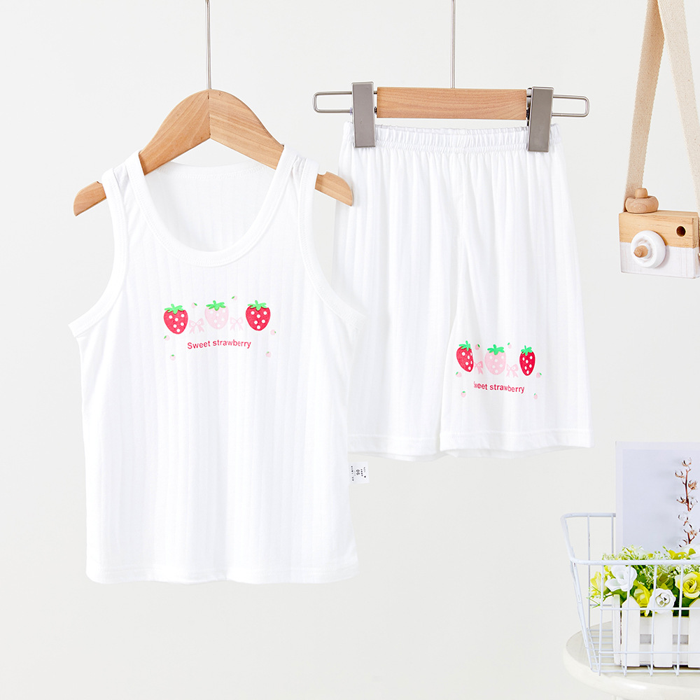 Picture of Children's vest shorts suit summer new boys' sleeveless top girls' bottoming shirt children's cold feeling wholesale