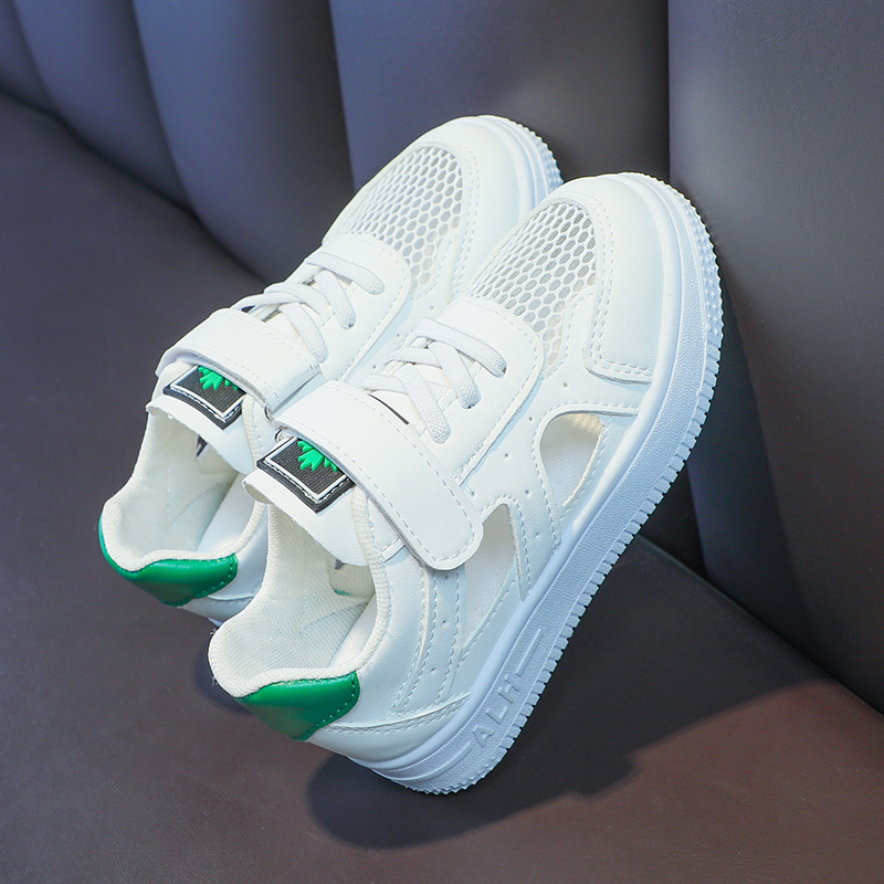 Children's Mesh Shoes 2024 Summer Trendy Girls' Cut Out Sandals Breathable Single Mesh Low-Top Boys' White Shoes