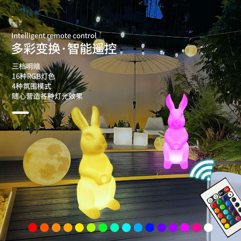 Picture of Outdoor luminous rabbit lights courtyard landscape garden lawn solar decoration atmosphere Mid-Autumn Festival jade rabbit animal lights