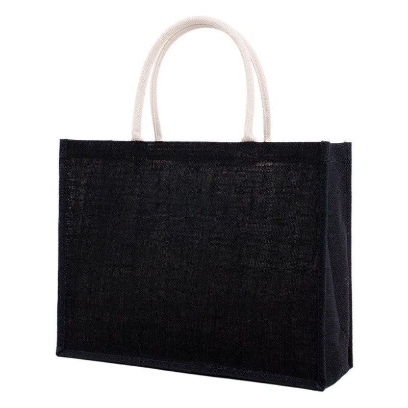 Spot wholesale Black Fashion shoulder hand bag large capacity waterproof environmental protection storage jute bag