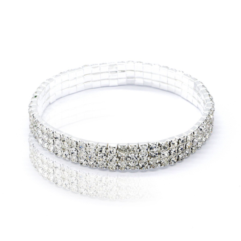 Picture of European and American simple full diamond bracelet super shiny elastic elastic 1 to 5 rows anklet bracelet birthday wedding party accessories