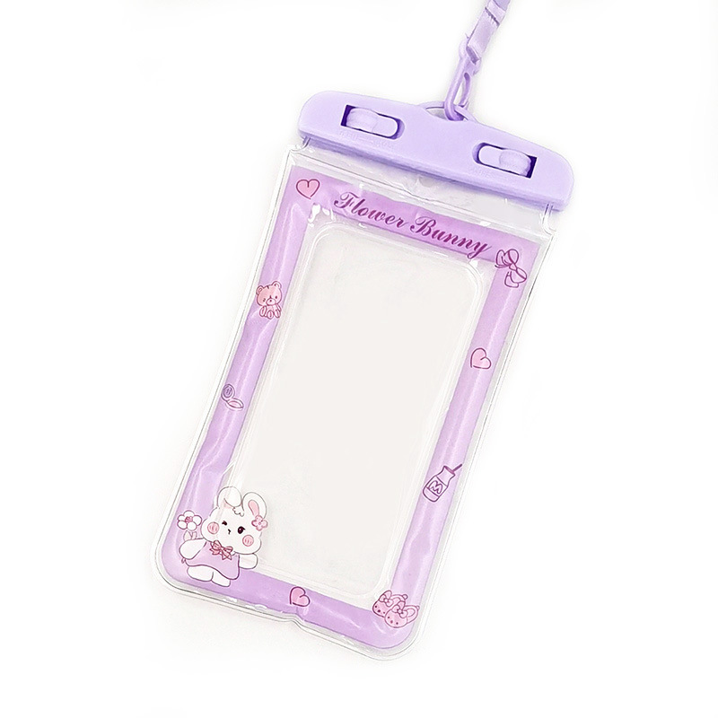 Picture of Cartoon Mobile Phone Waterproof Bag with Lanyard Air Bag Floating Mobile Phone Universal Touch Screen Swimming Mobile Phone Waterproof Protective Cover